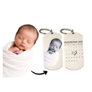 Brelok ze zdjęcia + imię + data - ZDJĘCIE