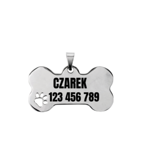 Adresówka dla psa – stalowa kość z grawerem (5 cm x 3,5 cm) 🐾
